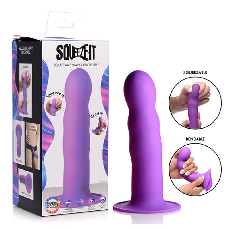 Squeeze-It Squeezable Wavy Dildo - Purple